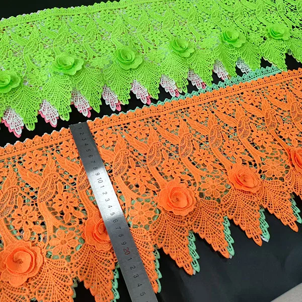 Guipure poliester čipka v vodotopni 3D čipki obloga