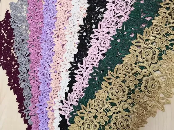 Multicolor Embroidered Lace With 3d Mesh Flowers Ribbon Beaded Tube Barcode Embroidery Lace