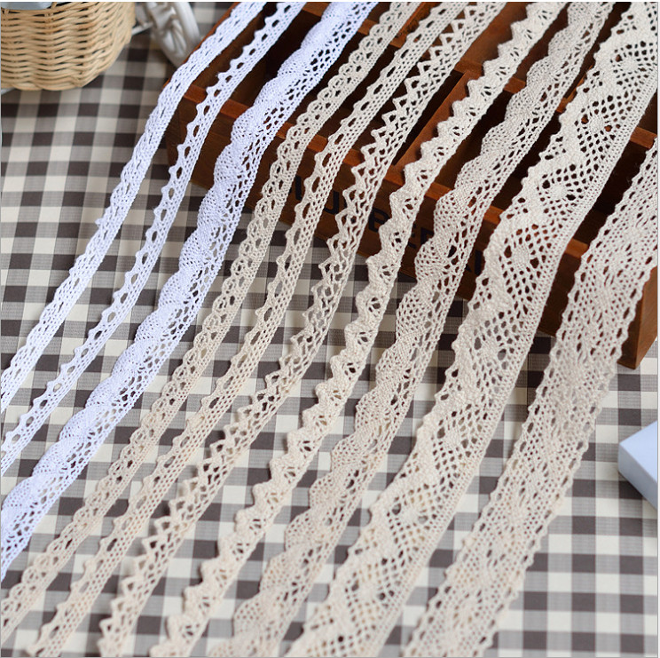 White 100% Narrow Cotton Lace Trim Crochet Embroidery Lace